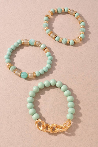 Multi Strand Beaded Stretch Bracelet Set