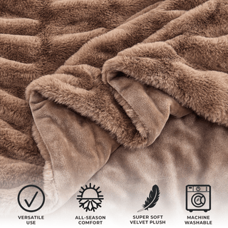 Ruched Faux Fur Throw Blanket | Alondra Collection by Great: 50" x 60" Throw / White