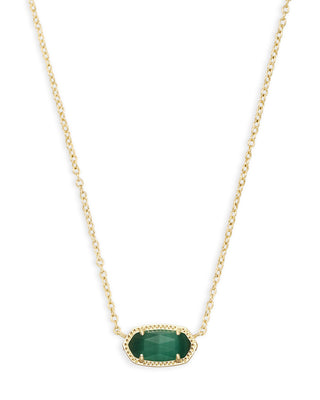 Elisa Short Pendant Necklace in Emerald Cat's Eye