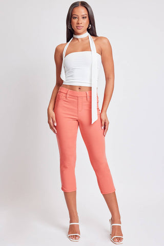 Junior Hyperstretch Pull On Capri With Side Slit: Junior / L / Midnight Blue