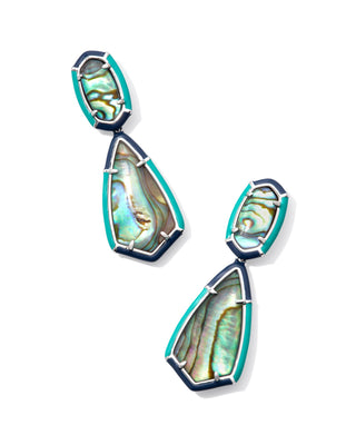 Camry Enamel Frame Statement Earrings In Silver Abalone