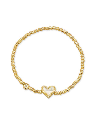 Ari Heart Stretch Bracelet in Ivory Mother of Pearl