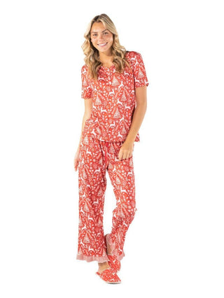 All Is Cozy Top And Pants Pajama Set In Deer