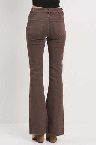 High Rise Flare Jeans In Brown