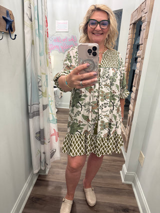 Sing Your Song Dress In Sage Mix