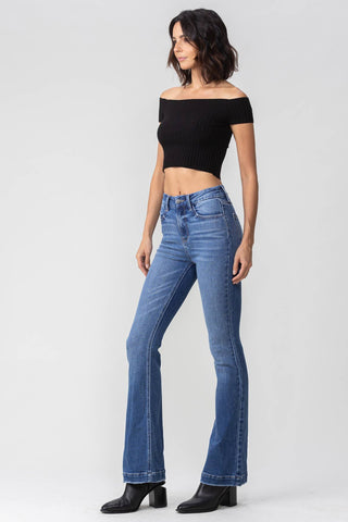 High Rise Bootcut Jeans In Dark Denim