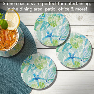 Isla Mona Round Absorbent Stone Coaster 4pk