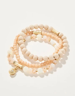Sparkle Stretch Bracelet Stack in Cream