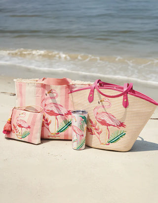 Beach Tote in Tropic Flamingo