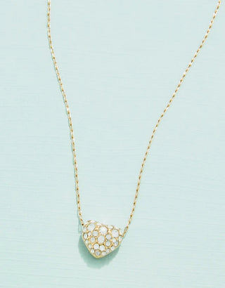 Sparkling Heart Necklace in White Opal