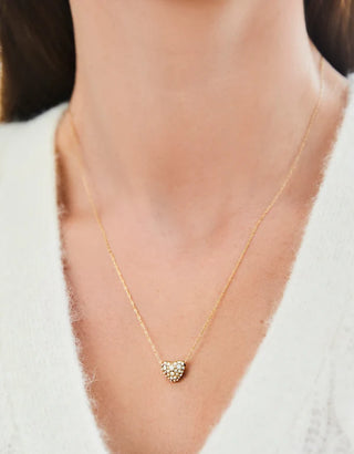 Sparkling Heart Necklace in White Opal