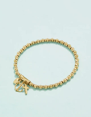 SP Faith Hope Love Stretch Bracelet 4mm in Gold