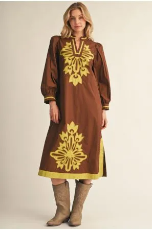 Taking Notes Dress In Brown