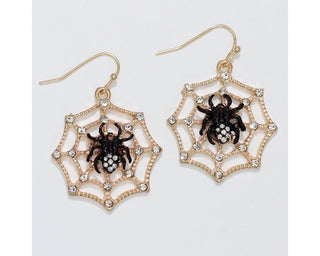 Gold Web Spider Earrings