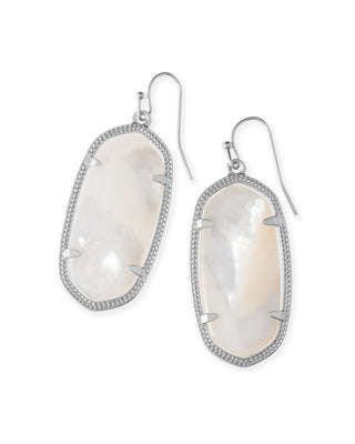 Elle Drop Earrings In Rhodium Ivory Mother Of Pearl