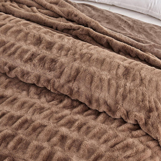Ruched Faux Fur Throw Blanket | Alondra Collection by Great: 50" x 60" Throw / White