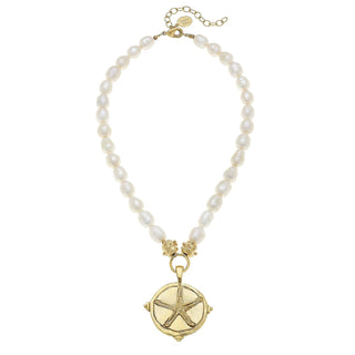 Handcast Gold Starfish on Genuine Freshwater Cultured Pearl Necklace