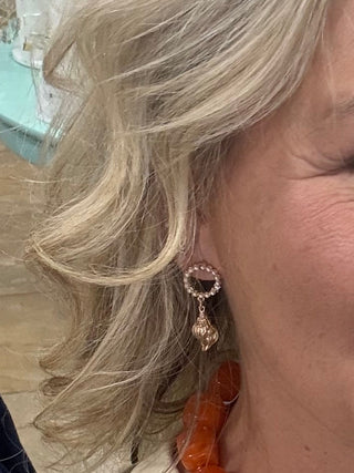 Gold Conch & Pearl Earrings