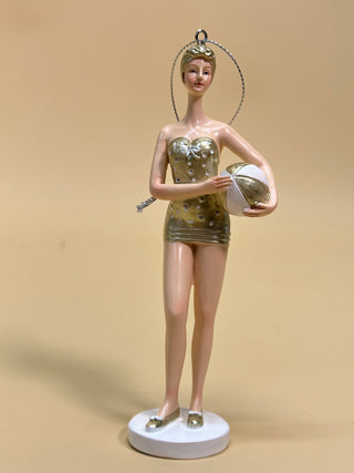 Nautical Vintage Lady Ornament in Gold