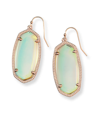 Elle Drop Earrings In Rose Gold Dichroic Glass