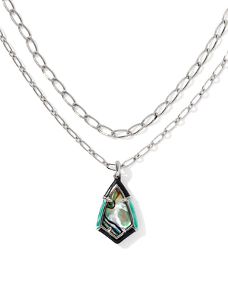 Camry Enamel Frame Multi Strand Necklace In Silver Abalone