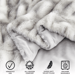Ruched Faux Fur Throw Blanket | Alondra Collection by Great: 50" x 60" Throw / White