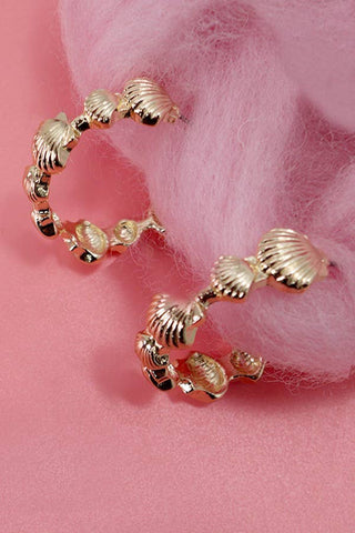 Seashell Hoop Earrings in Gold