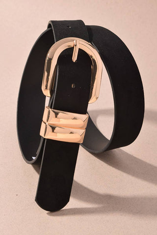 Faux Suede Oversized Buckle Double Loop Belt
