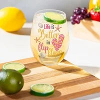 17oz Life Is Better In Flip Flops Stemless Glass With Box