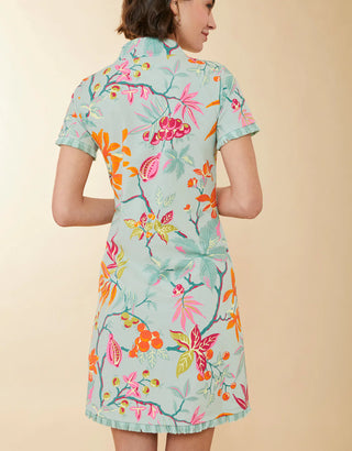 Serena Short Sleeve Fringe Dress in Richmond Hill Sea Foam