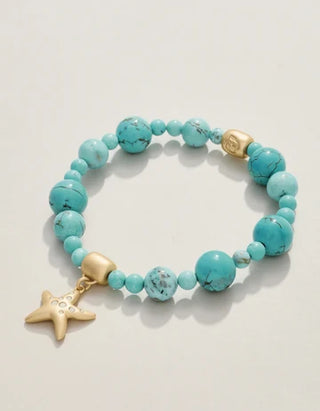 Charmed Stretch Bracelet 10mm in Turquoise/Starfish