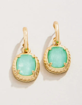 Karina Oval Drop Hoop Earrings in Sea Foam
