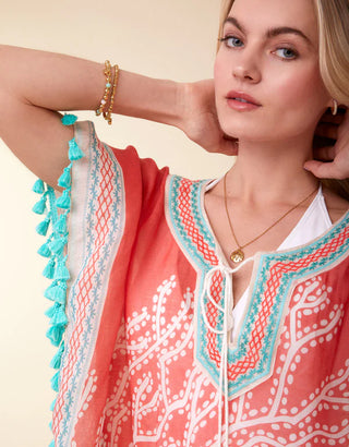 Beach Kaftan in Ogeechee Sea Life Coral