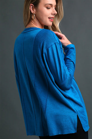 Liliana Fleece Knit Top in Ocean