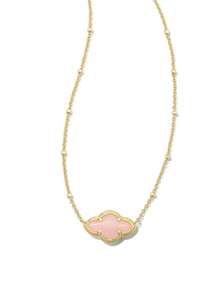 Abbie Pendant Necklace In Gold Rose Quartz