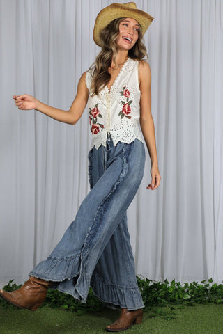 Just Something Extra Ruffle Hem Flare Jeans