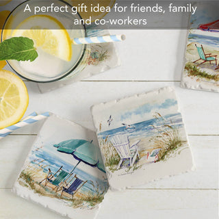 "Coastal Moments" 4 Pack Assorted Image Coaster Set