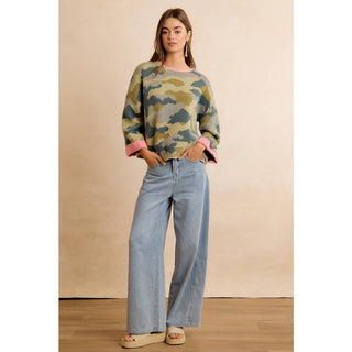 Blending In Sweater in Camo Pink