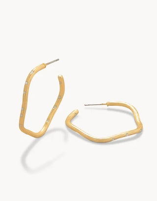 32mm Sand Bar Wave Hoop Earrings in White Opal