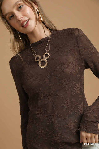 Gentle Winds Lace Top in Brown