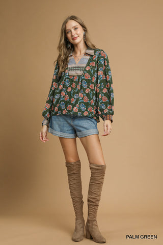 Flower In The Wild Top in Palm Green