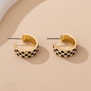 Checkered Hoop Earrings