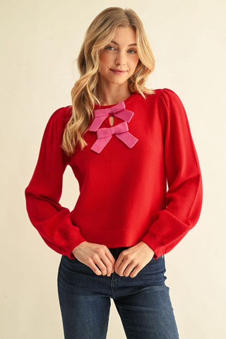 Sweet Moment Sweater In Red