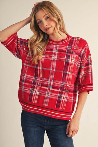 Checkered Whim Sweater In Red