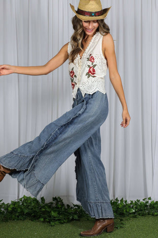 Just Something Extra Ruffle Hem Flare Jeans