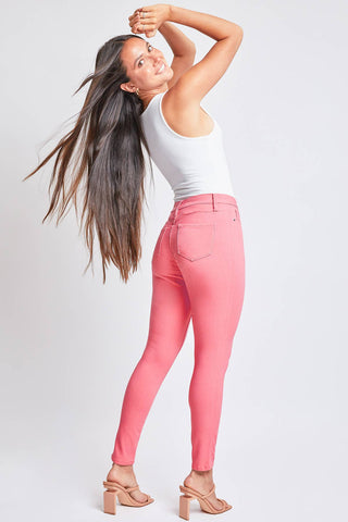 Hyperstretch Mid-Rise Skinny Jean in Shell Pink