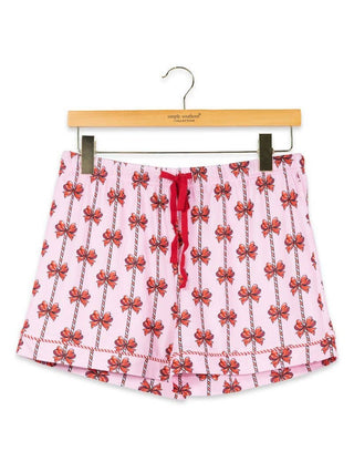 Festive Vibes Pajama Shorts In Mint Bow