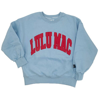 Lulu Mac Crewneck Sweatshirt in Light Blue/Red