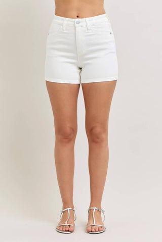 Not Too Likely Shorts in White by Judy Blue