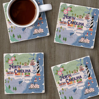 North Carolina Attractions Absorbent Stone Coaster 4 Pack